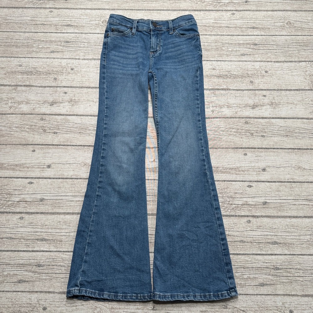 Wrangler Jeans Girl's 10 Slim Blue Denim Flare Stretch Bell Bottoms Retro Style